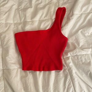 SHEIN Red One-Shoulder Tank Top